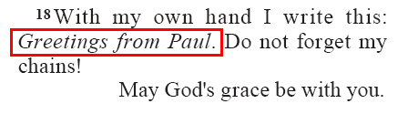 Colossians 4.18 (GNT)