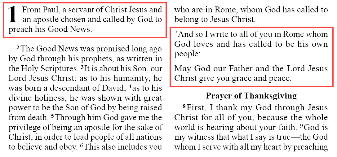 Romans 1.1 and 7 (GNT)