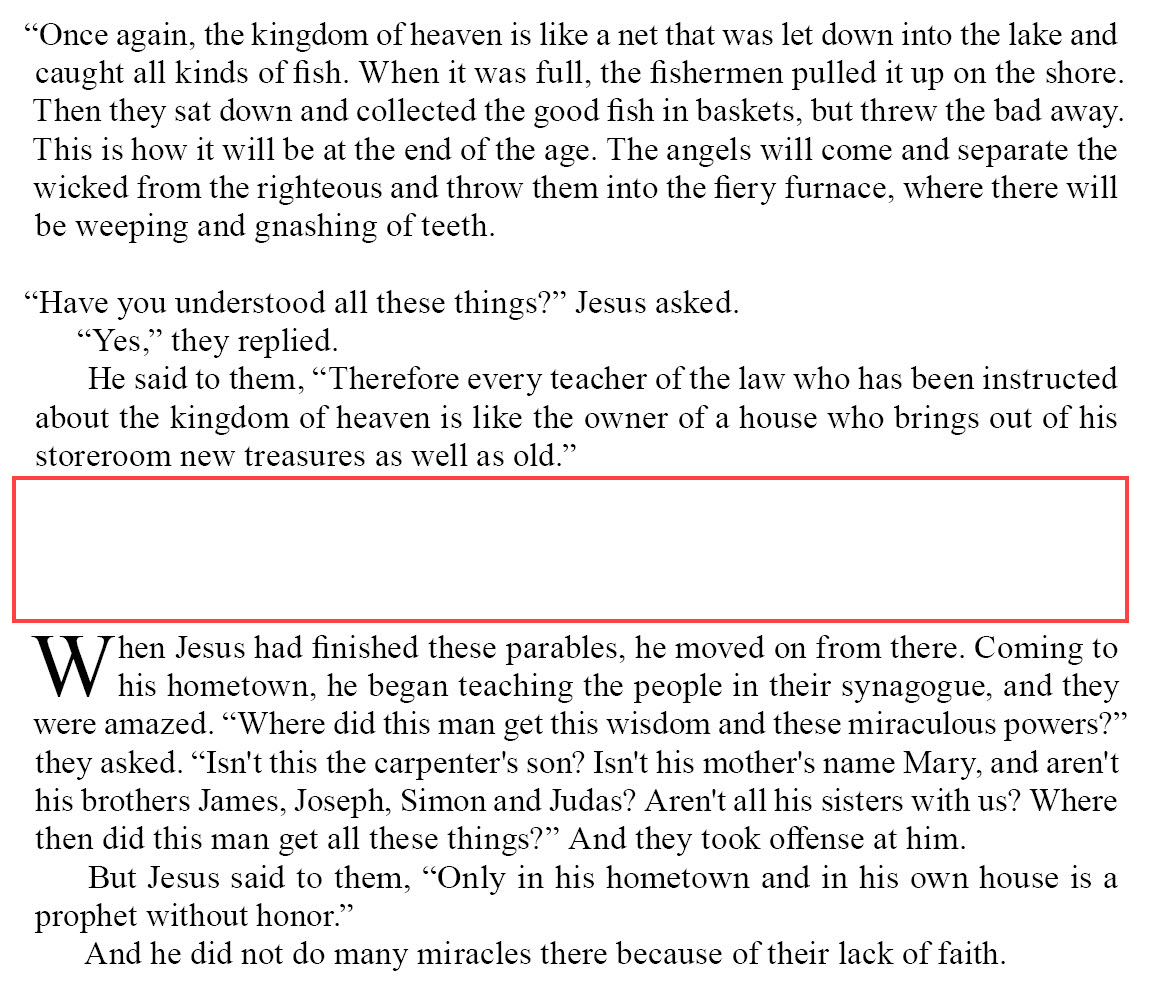 Matthew 13.51-54 (NIV “Books of the Bible”)