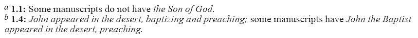 Mark 1.1 and 1.4 (note text) (GNT)